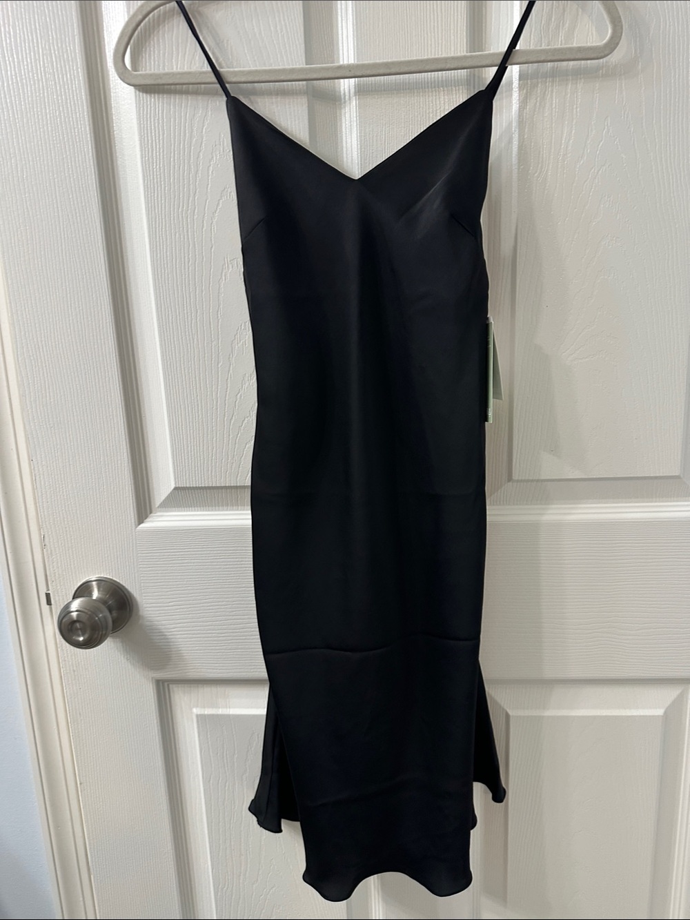 H&M NWT Black Slip Mini Dress with Spaghetti Straps and lace details. Size XS